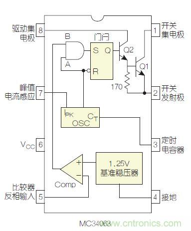 圖2：MC34063是該電路核心。