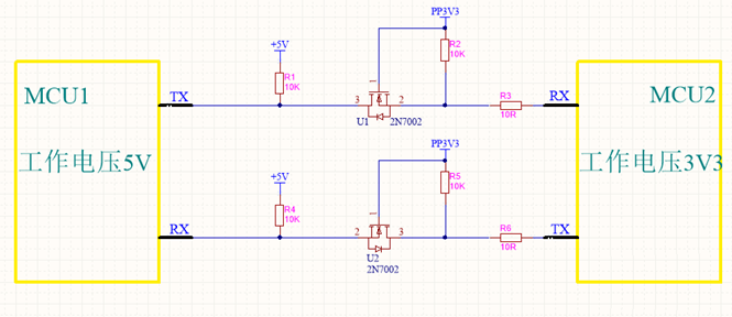 不同的電平信號的MCU如何進行串口通信？